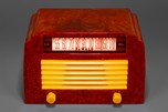 DeWald A-502 ’Step-Top” in Oxblood + Yellow Insert Grille Catalin Radio